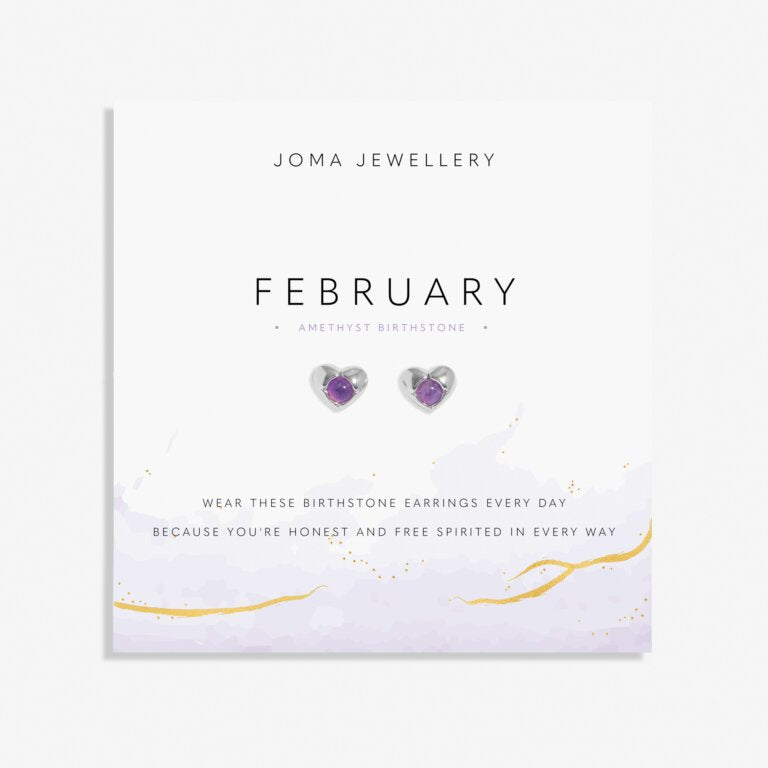 FEBRUARY AMETHYST BIRTHSTONE SILVER PLATED EARRINGS