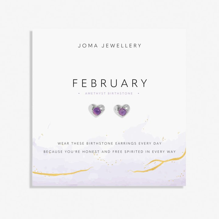 FEBRUARY AMETHYST BIRTHSTONE SILVER PLATED EARRINGS