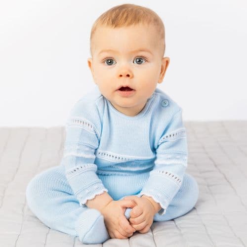 BOYS KNITTED TOP & TROUSER BLUE 0-3 MONTHS