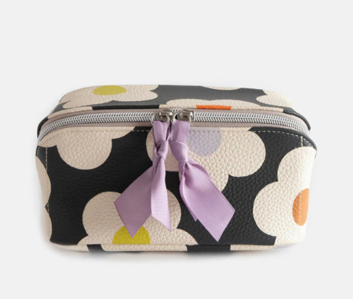 MULTI FLOWER CHARCOAL DIAGONAL COSMETIC BAG