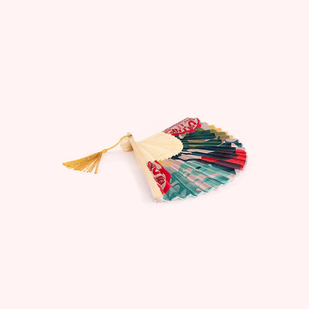 Satin Fan - Exotic Leaves: Green