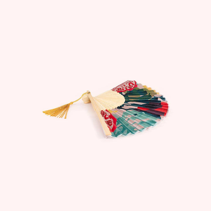 Satin Fan - Exotic Leaves: Green