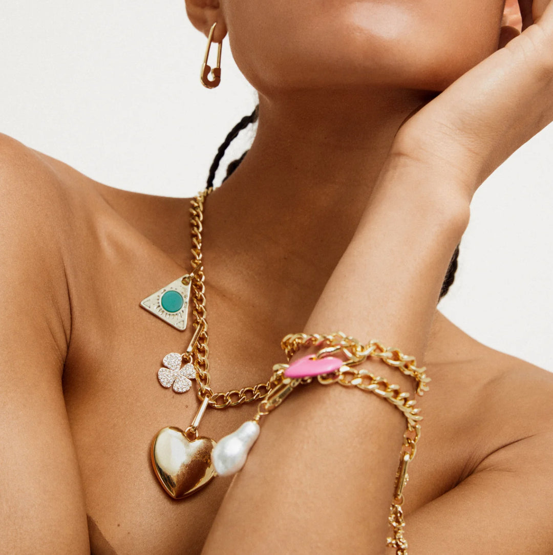 CHARM CURB NECKLACE GOLD-PLATED