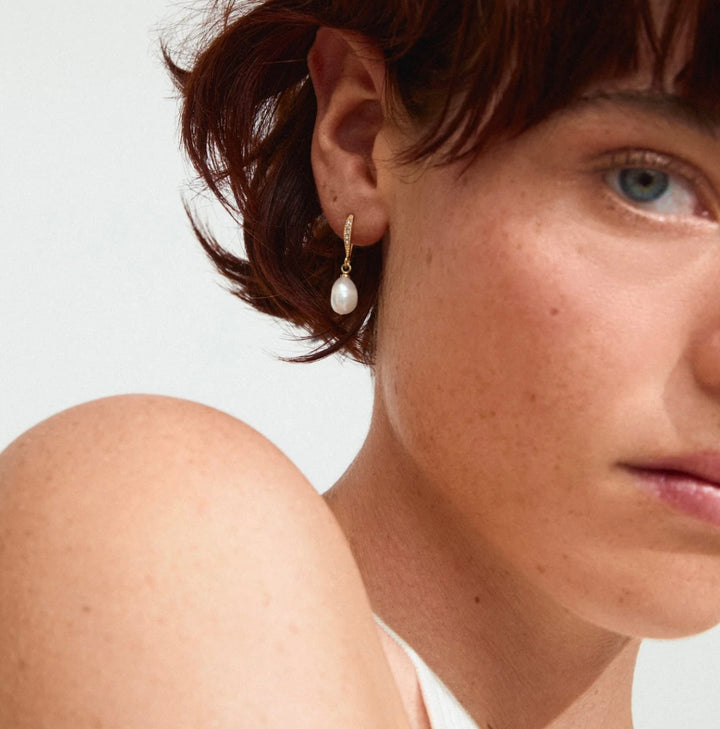 JASMIN PEARL EARRINGS GOLD PLATED