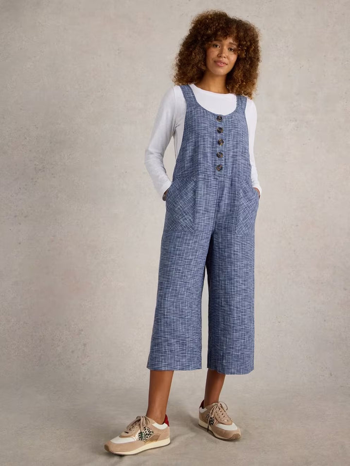 VIOLA LINEN DUNGAREE CHAMB BLUE