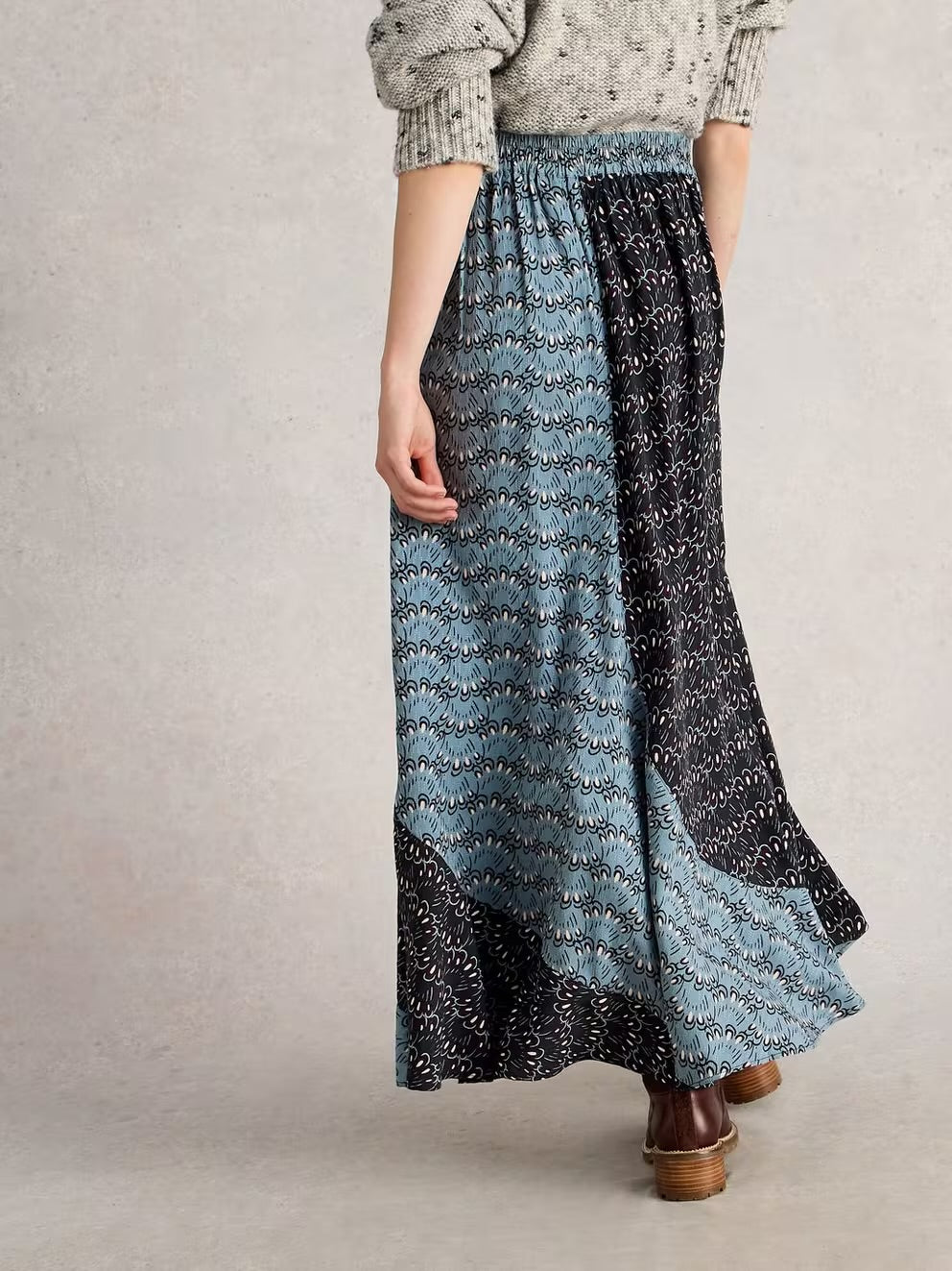 BLUE MULTI SARA MAXI SKIRT