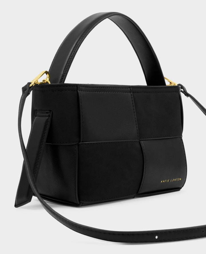 TAYA WOVEN SUEDETTE TOP HANDLE BAG BLACK