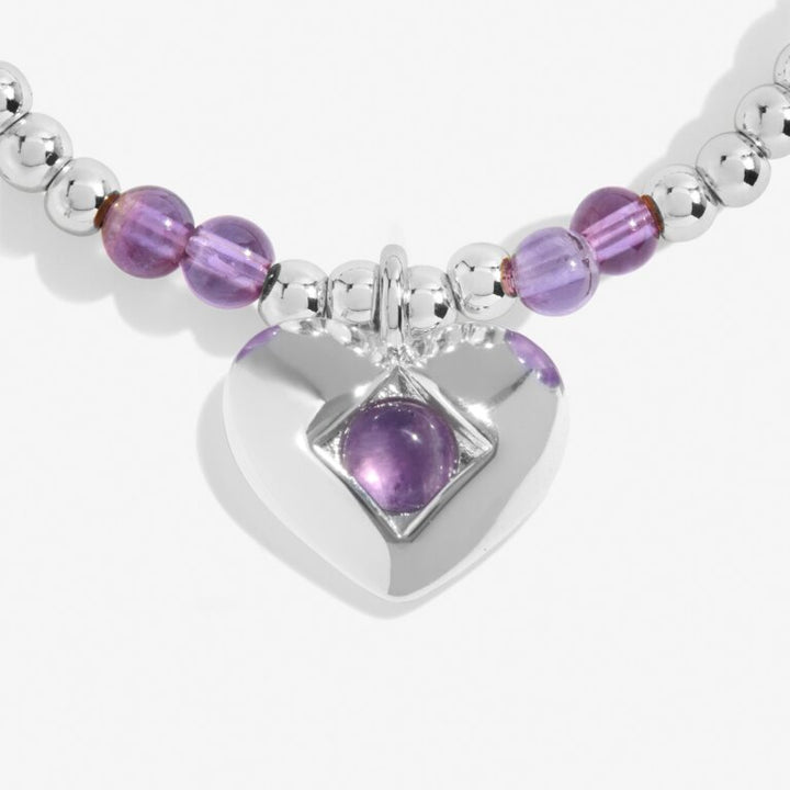 A LITTLE FEBRUARY AMETHYST BIRTHSTONE SILVER-PLATED BRACELET