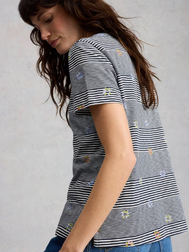 ABBIE STRIPE T-SHIRT NAVY MLT STRIPE T-SHIRT