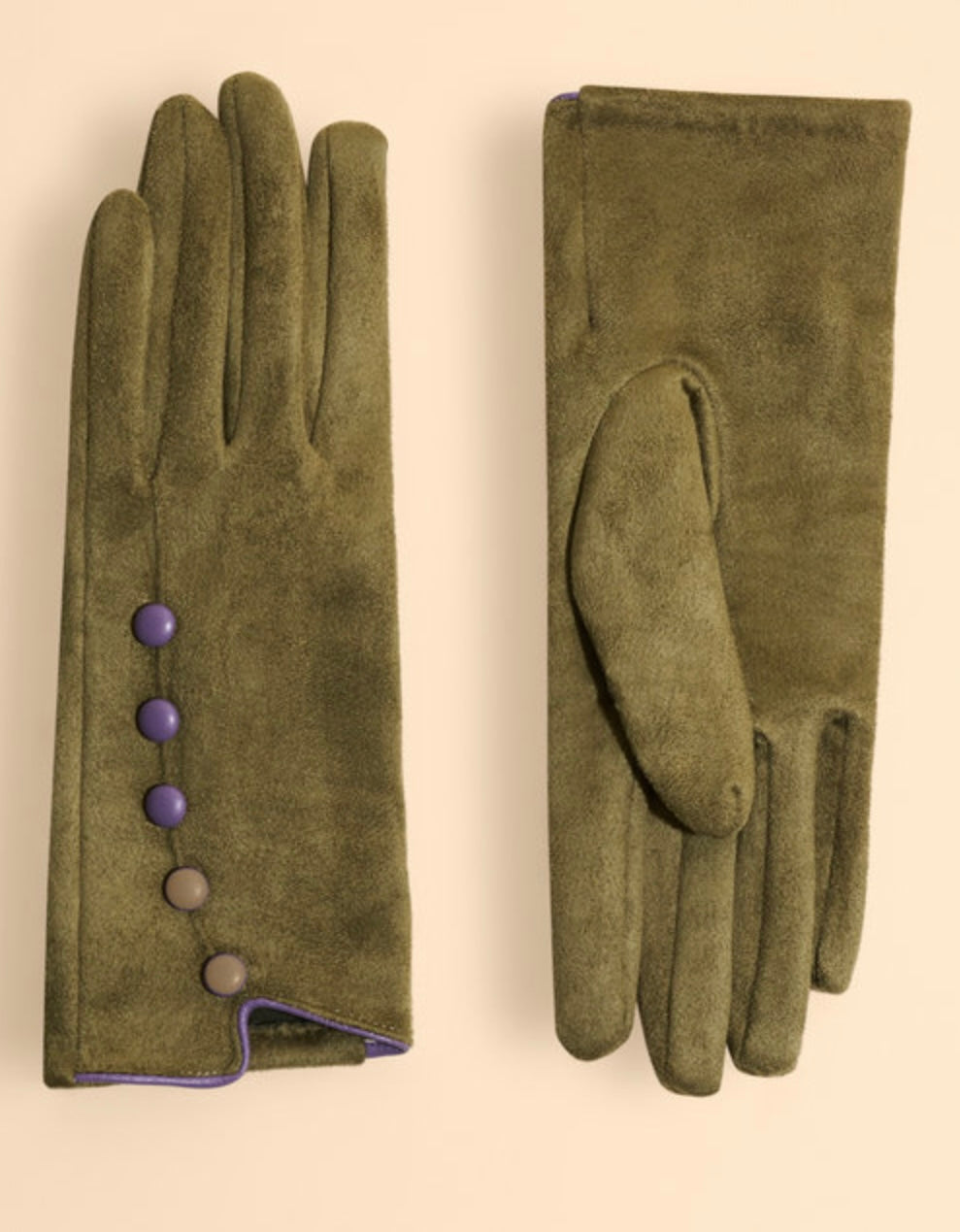 BEATRICE FAUX SUEDE GLOVES SAGE