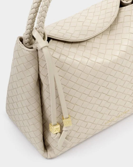 NOVA WOVEN TEXTURED TOP HANDLE BAG OFF WHITE