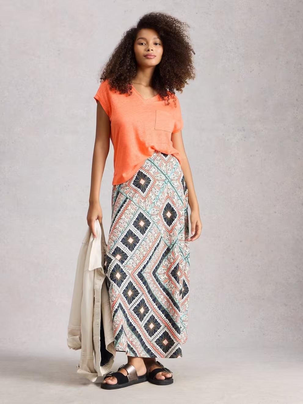 IRIS LINEN TEE MID CORAL