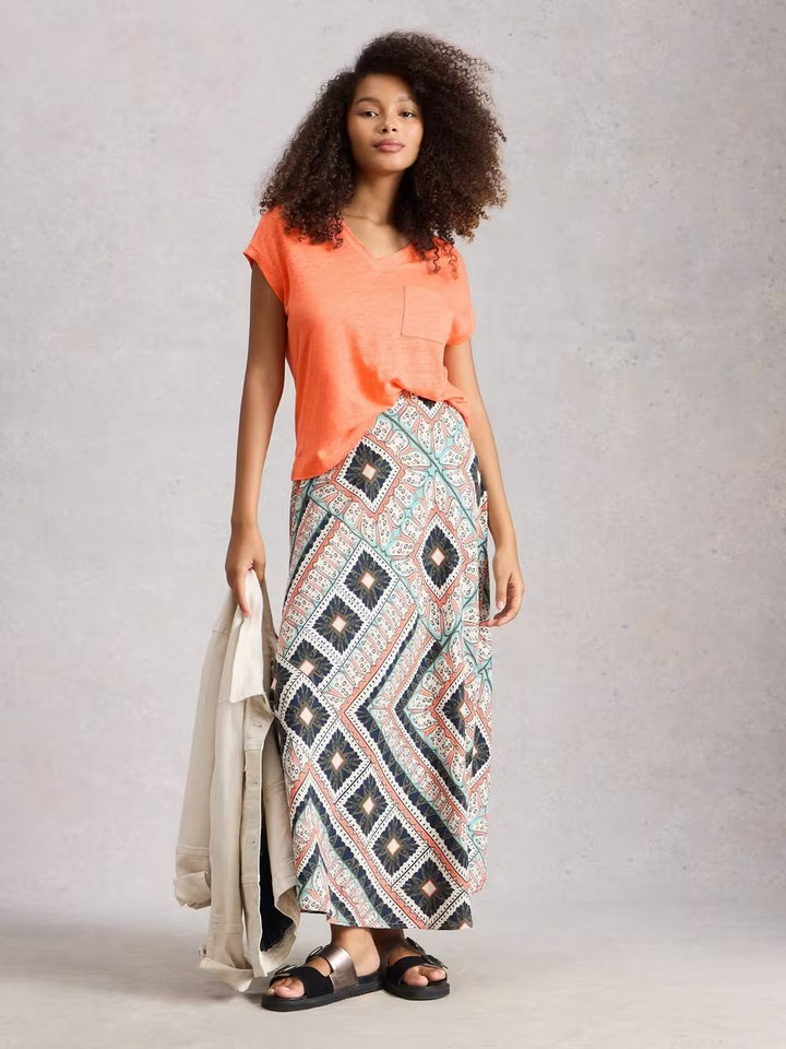 IRIS LINEN TEE MID CORAL