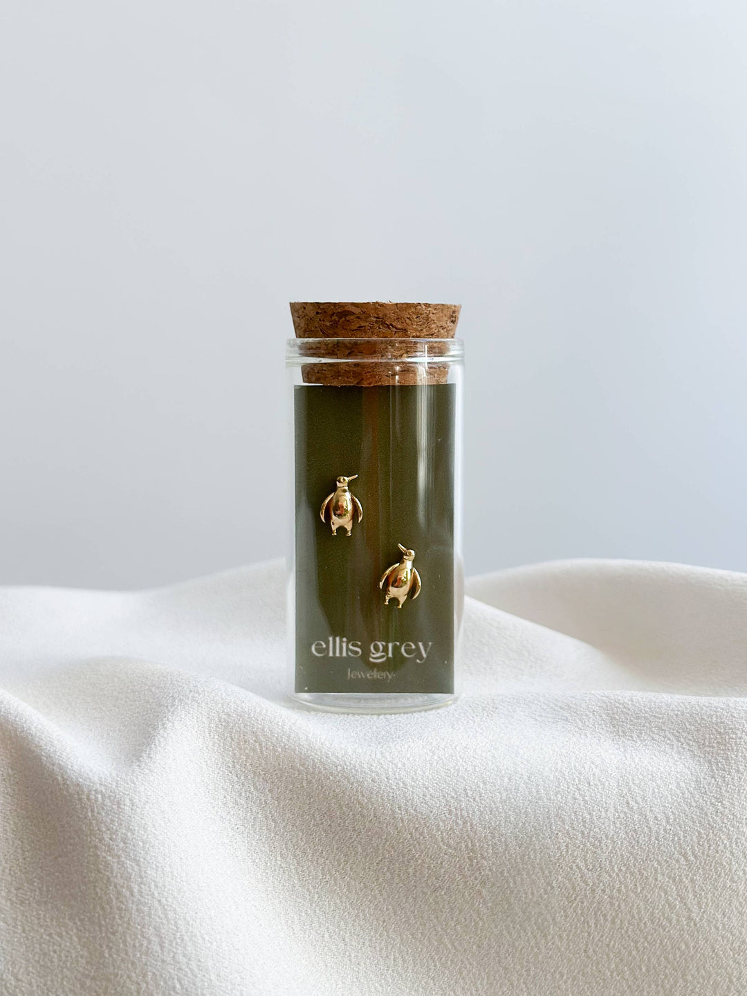 Glass Vial - Wildlife Collection Penguins Stud Earrings