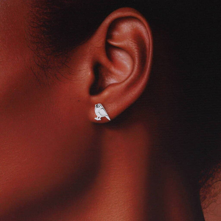 XT001 'MERRY CHRISTMAS' Robin earrings: Silver