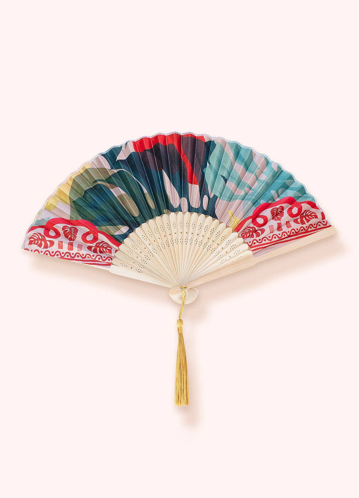 Satin Fan - Exotic Leaves: Green