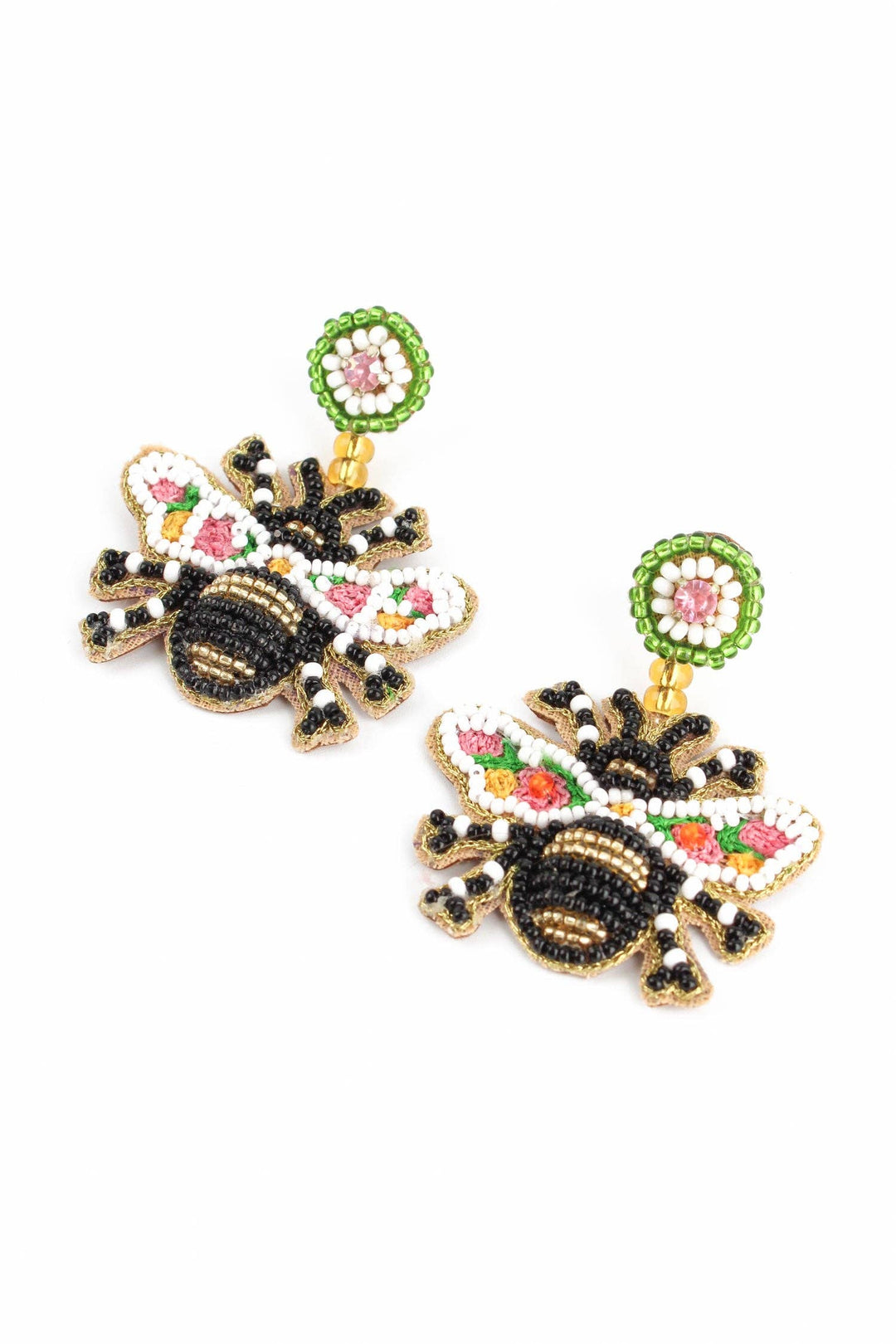 BEADED BEE EARRINGS