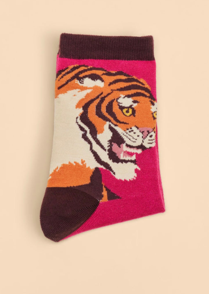 THRILL OF THE TIGER ANKLE SOCKS FUCHSIA