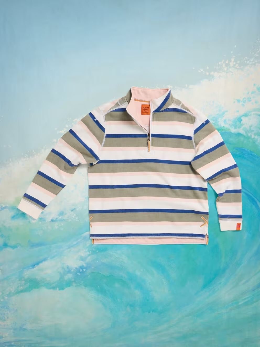 STRIPE HALF ZIP SWEAT GREEN MLT