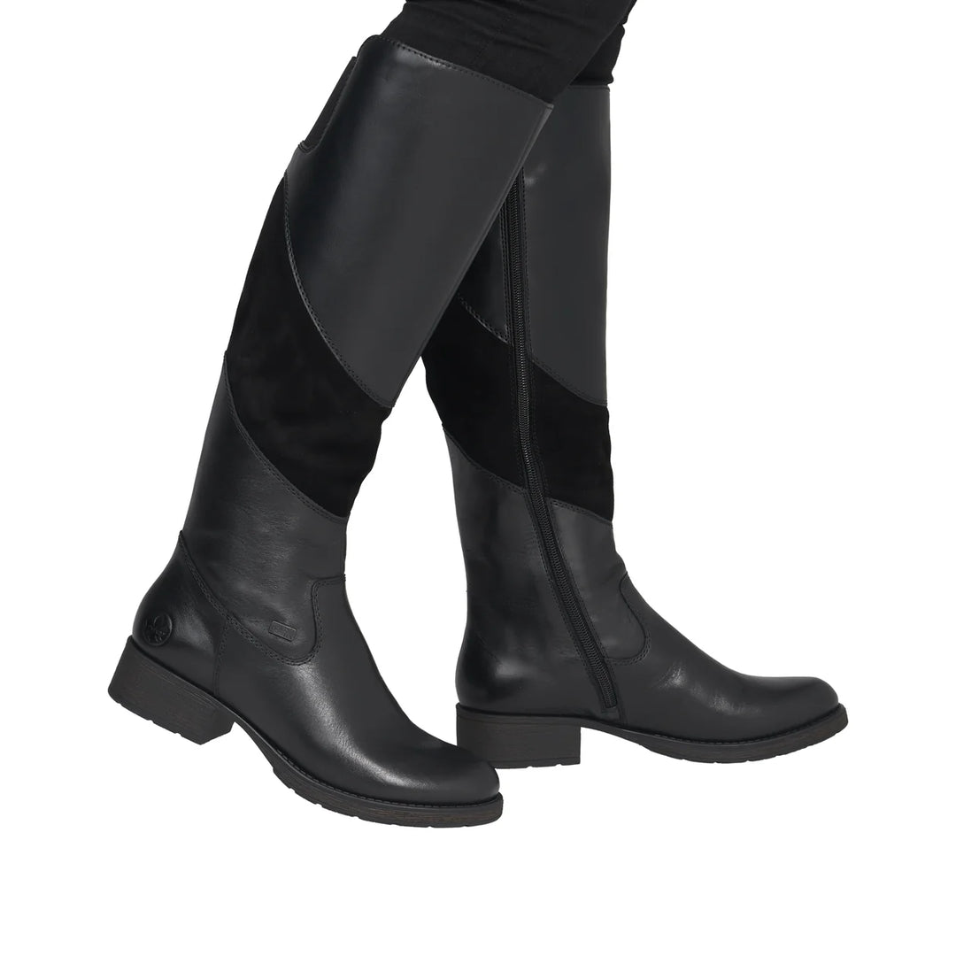 Rieker Women's Black Leather Tall Boots Z9566-00