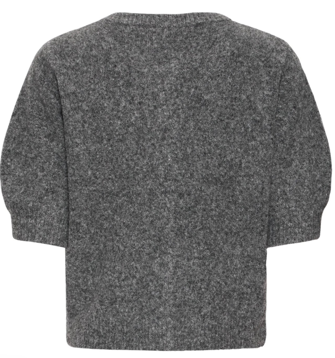 OMEA DECO CARDIGAN DARK GREY MELANGE