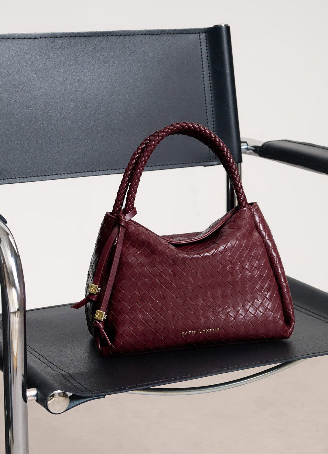 NOVA WOVEN TEXTURE TOP HANDLE BAG CHERRY