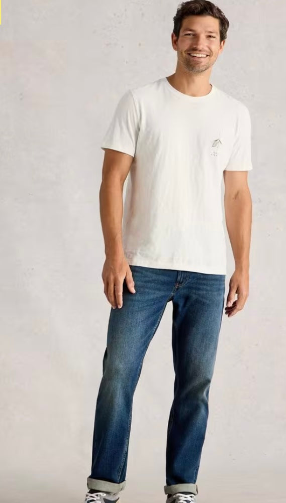 ABERSOCH GRAPHIC GONE FISHING WHITE PRINT T-SHIRT