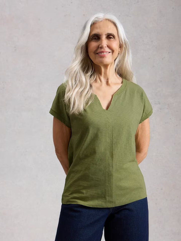 NELLY NOTCH NECK BRIGHT GREEN TEE