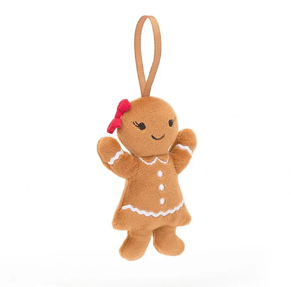 FESTIVE FOLLY GINGERBREAD RUBY DECORATION