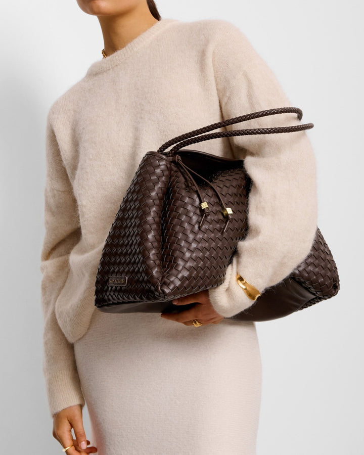 NOVA HAND WOVEN LARGE SHOULDER
BAG | CHOCOLATE  | 28cm x 40cm x 23cm