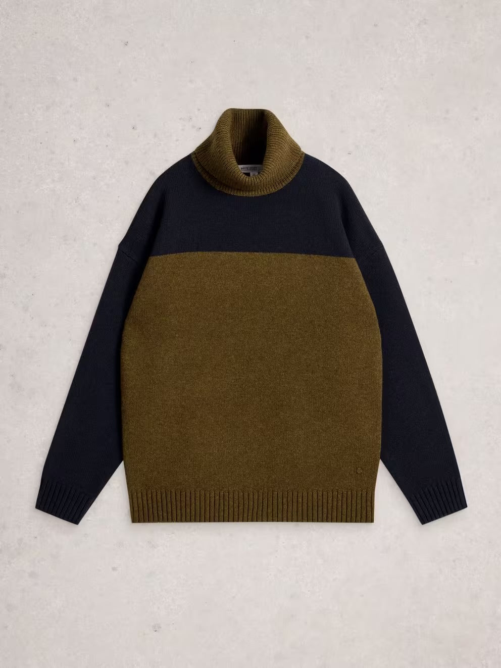 RYDE COLOURBLOCK ROLL NECK KHAKI GREEN