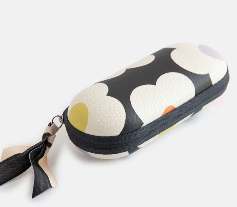 MULTI FLOWER CHARCOAL ZIP GLASSES CASE