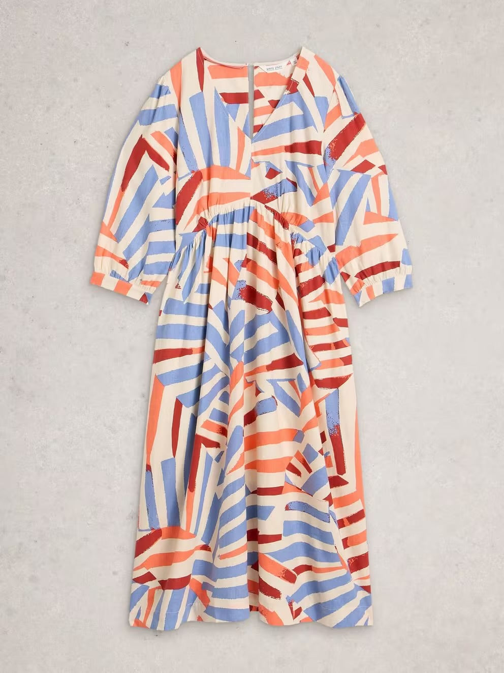 LUCY LINEN BLEND MIDI DRESS IVORY MLT