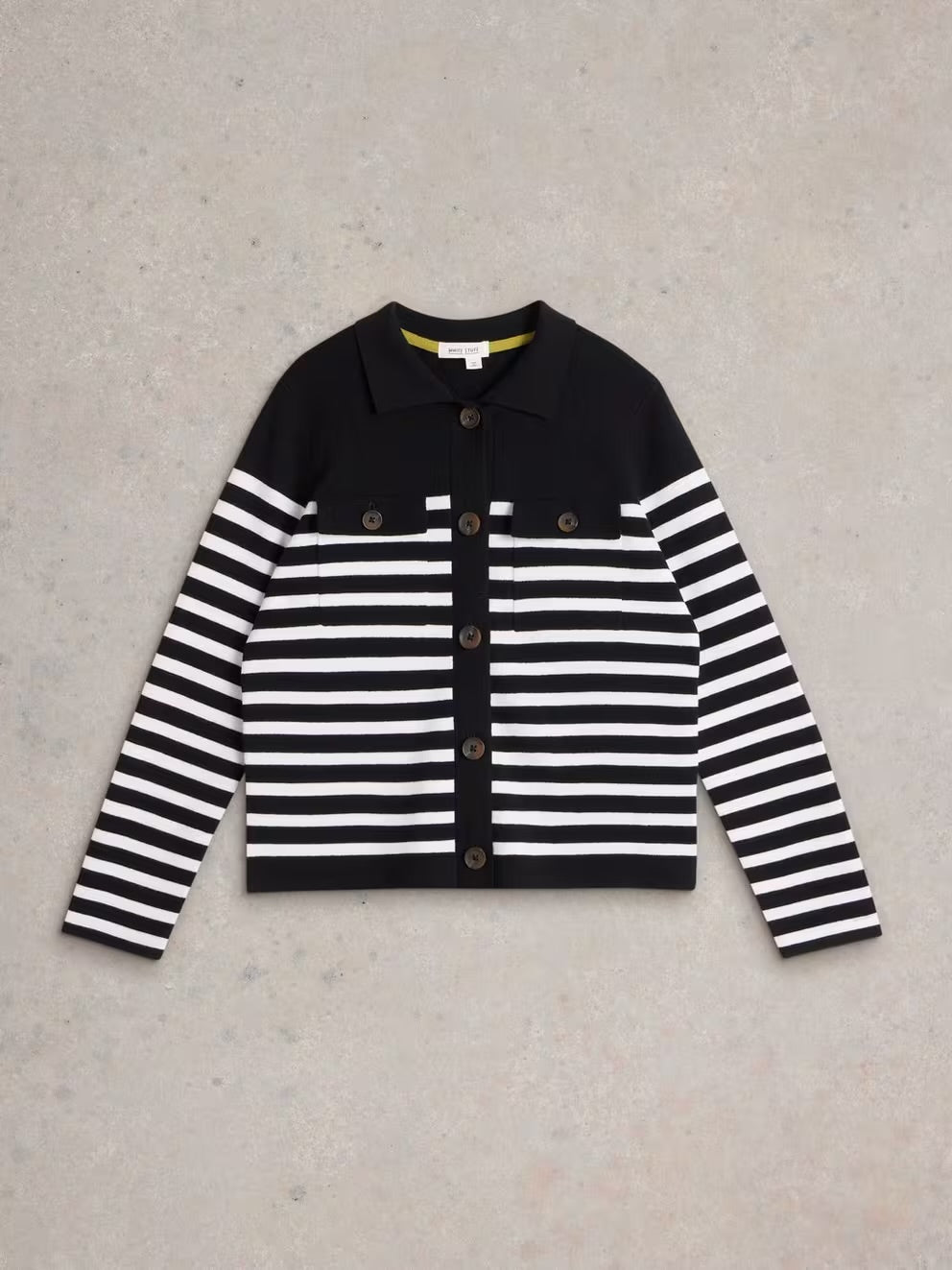 SARA STRIPE KNITTED SHACKET BLACK MLT