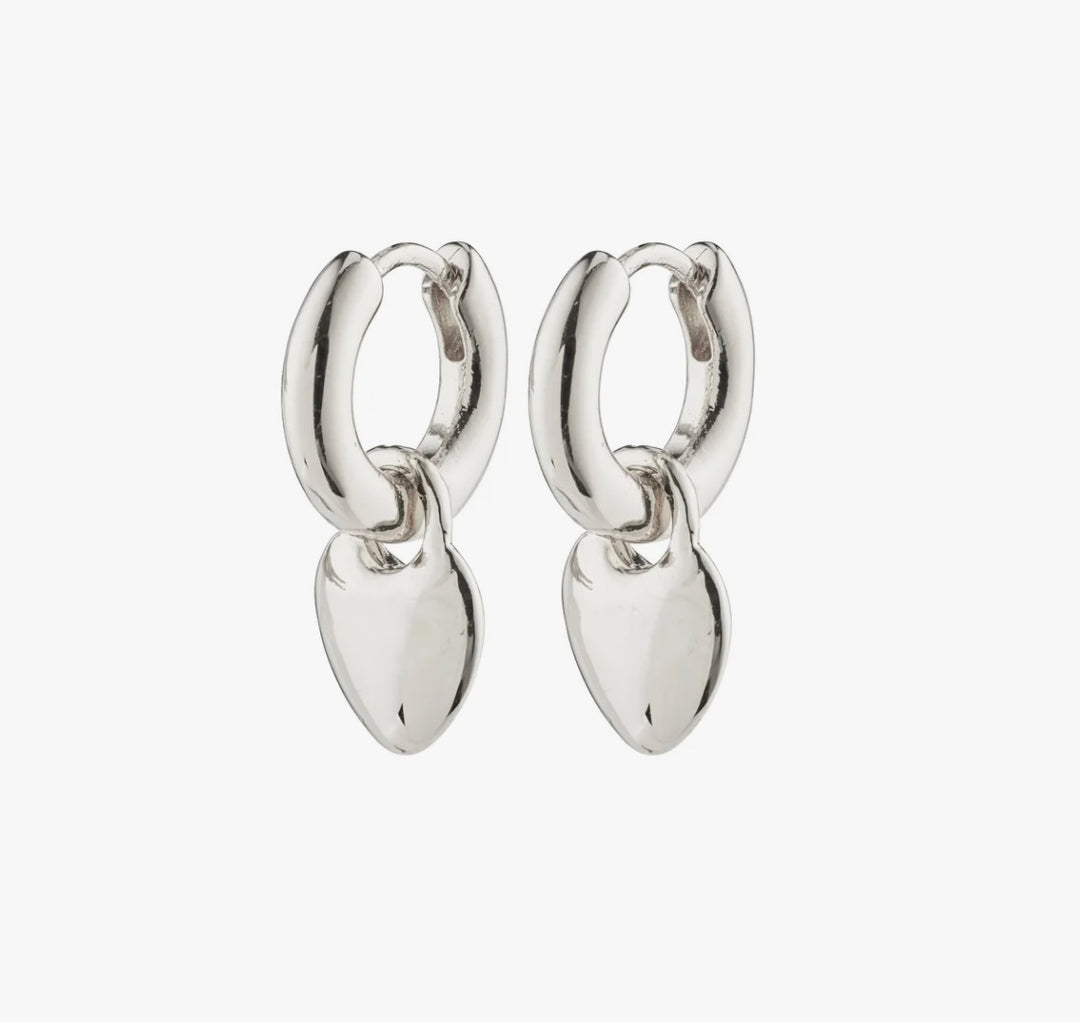 SOPHIA HEART HOOPS SILVER PLATED