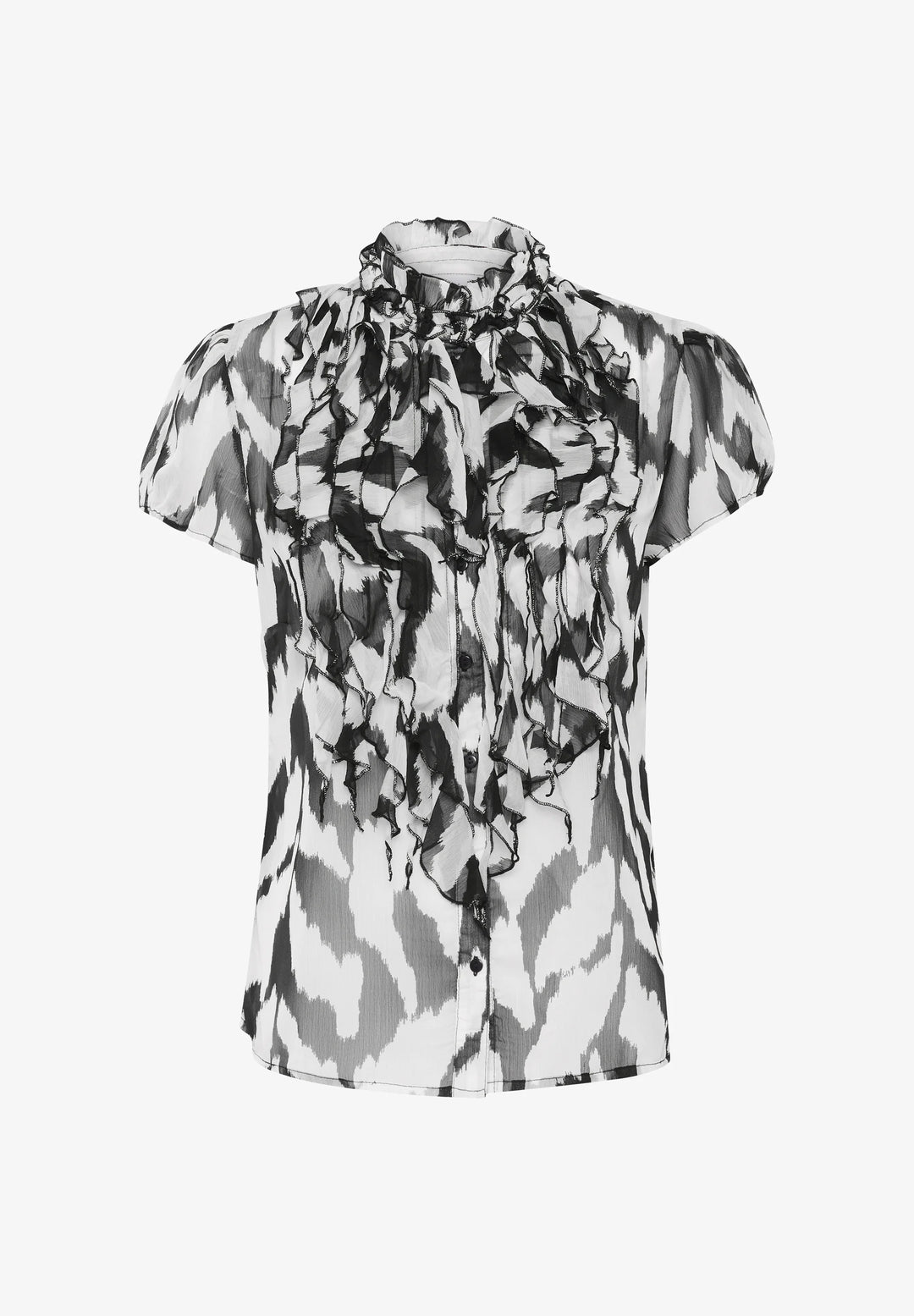 BLACK MONOCHROME STROKES LILJA CRINKLE SHIRT