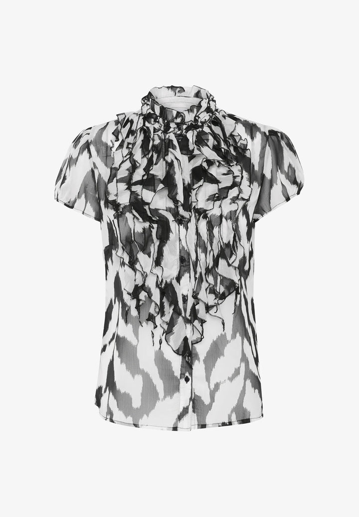 BLACK MONOCHROME STROKES LILJA CRINKLE SHIRT