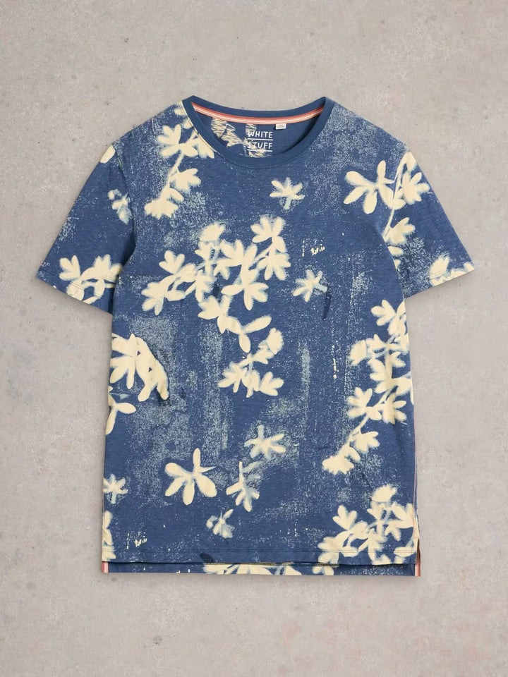 FLORAL PRINTED SS TEE NAVY PRINT