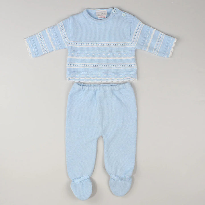 BOYS KNITTED TOP & TROUSER BLUE 0-3 MONTHS