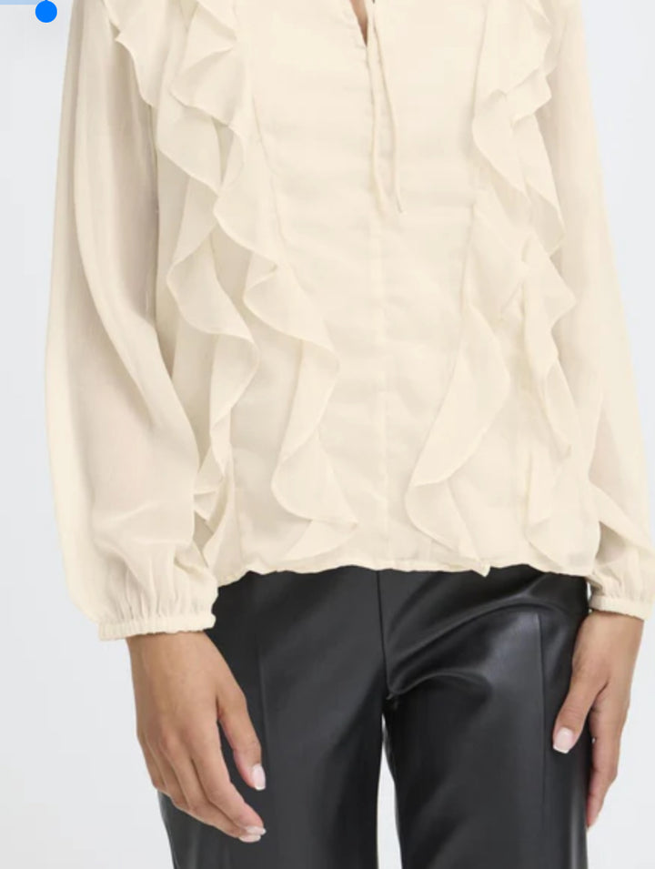 GIJO FRILL BLOUSE OATMEAL