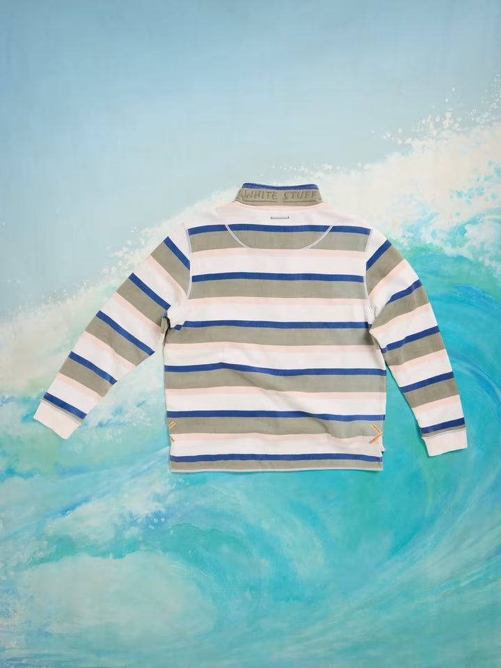 STRIPE HALF ZIP SWEAT GREEN MLT