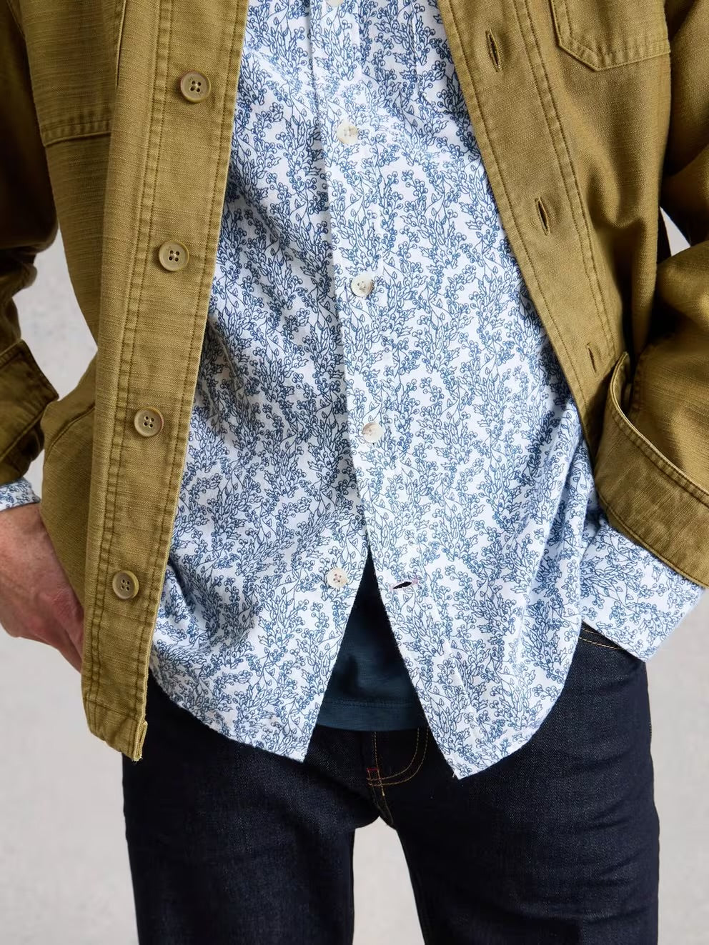 FINSBURY VINE PRINT SHIRT WHITE PRINT