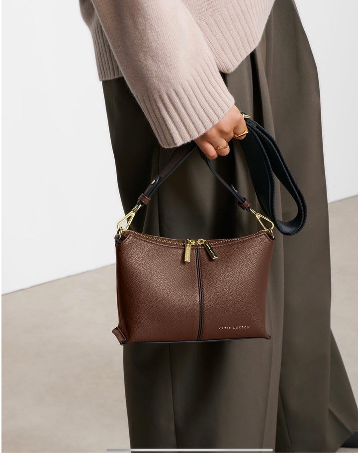 LAILA CANVAS STRAP CROSSBODY BAG| DARK CHOCOLATE