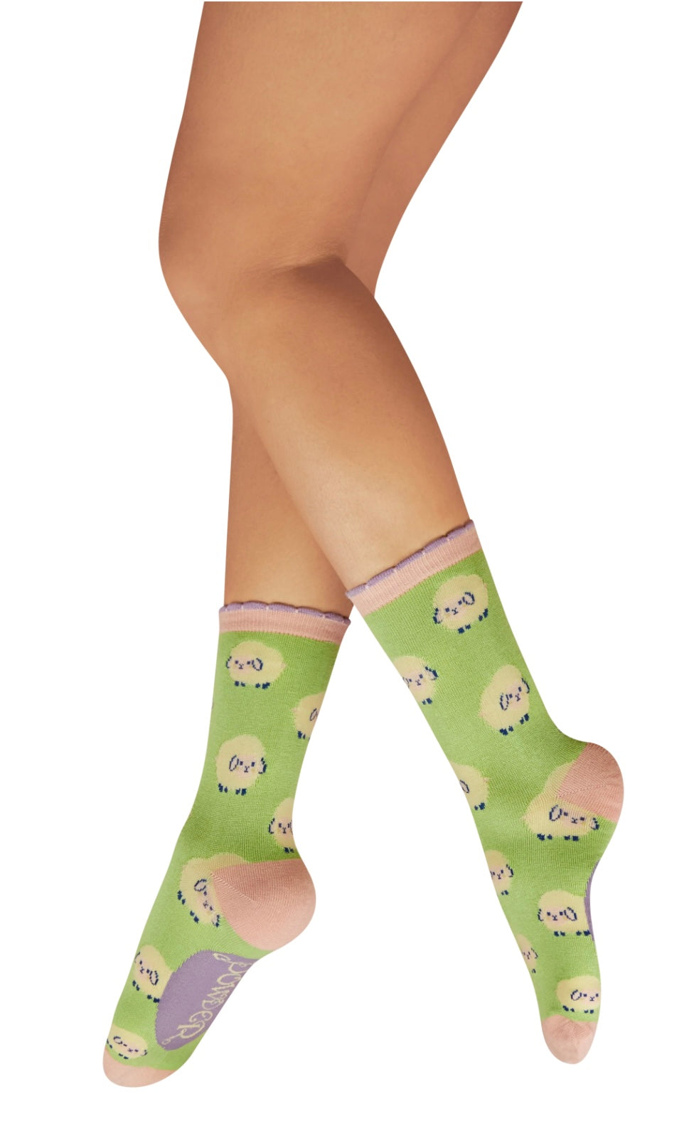 MARSHMALLOW SHEEP TRAINER SOCK MINT  SIZE 3-8