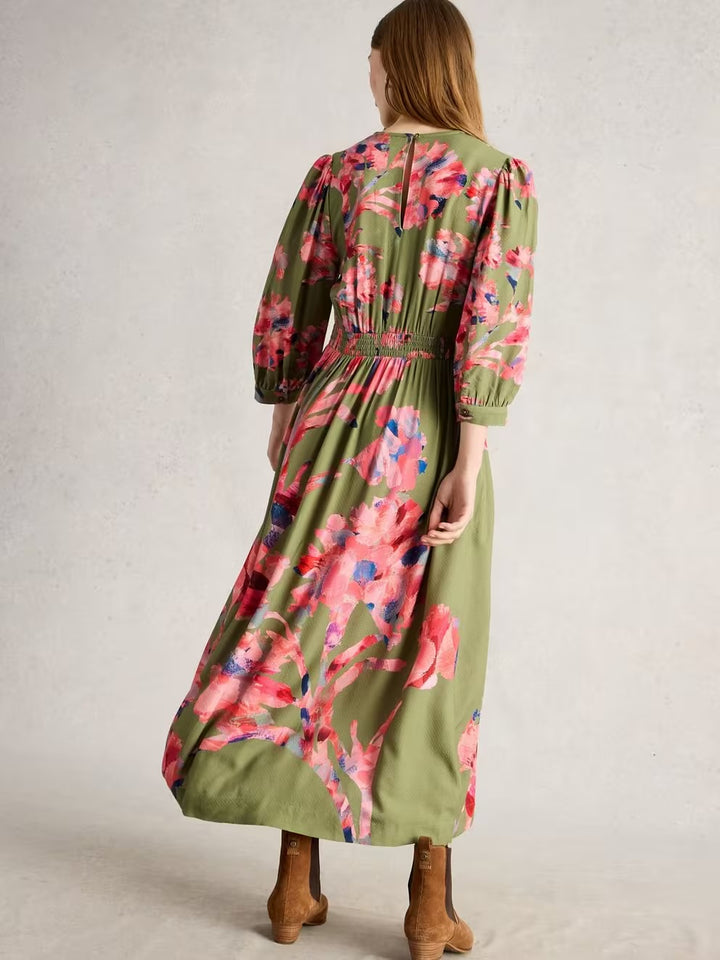 LUCY MIDI DRESS GREEN MLT