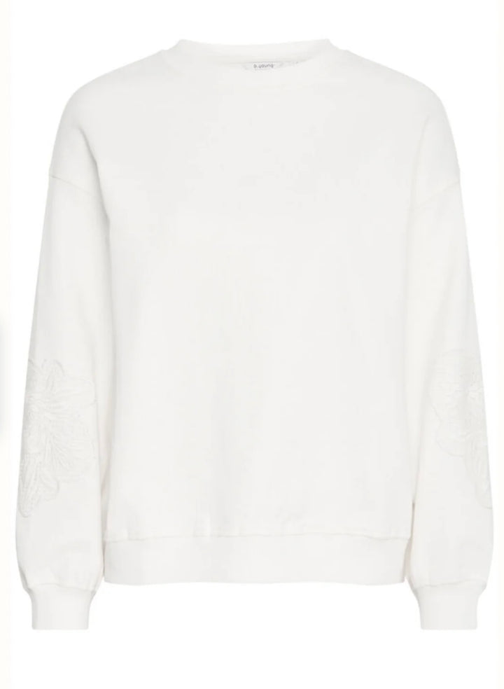 MARSHMALLOW SOMA EMBROIDERED SWEAT TOP