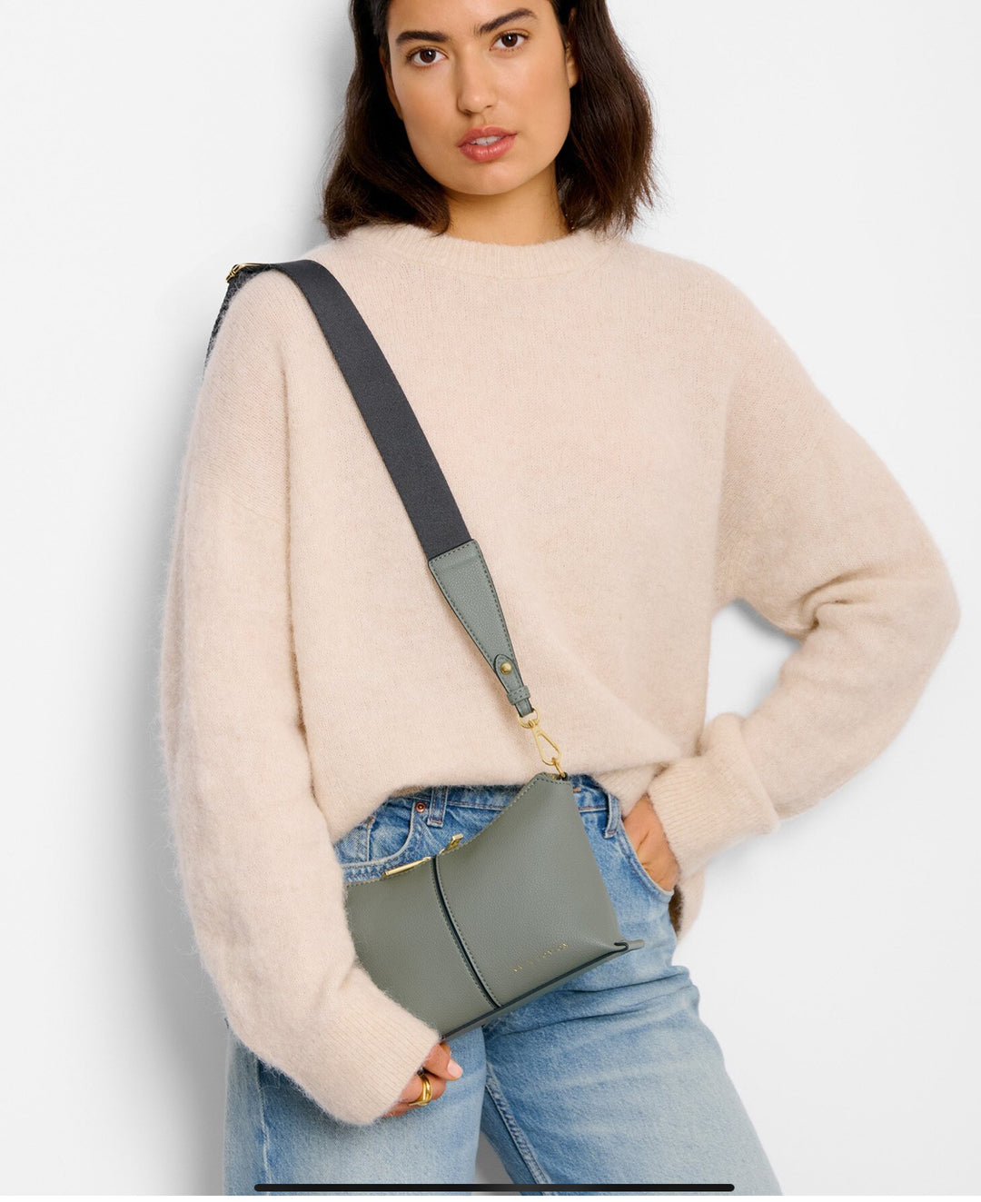 LAILA CANVAS STRAP CROSSBODY BAG| GRAPHITE GREEN