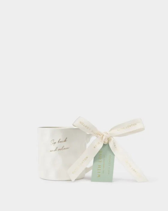 GIFT TAG MUG SIP BACK AND RELAX  OFF WHITE