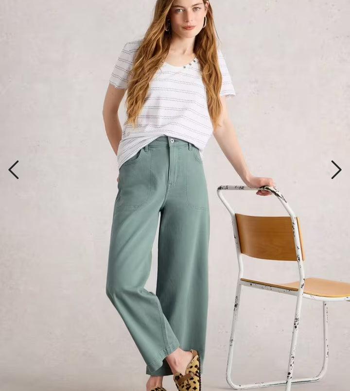 TIA WIDE LEG CROP JEAN MID BLUE