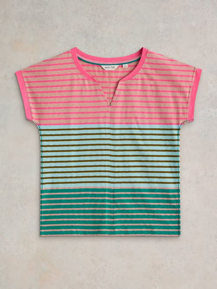 NELLY NOTCH NECK TEE PINK MLT